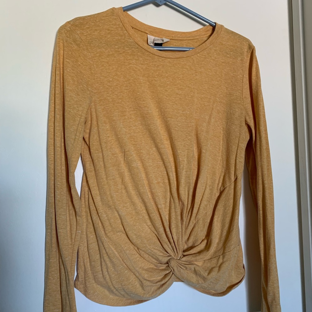 Universal Thread Women's Yellow Twist Knot Blouse